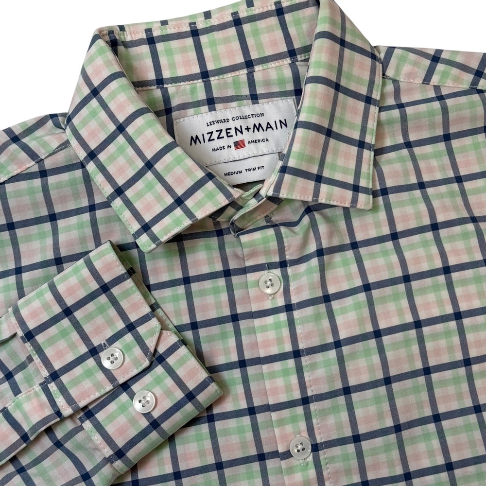 Mizzen+Main Leeward Collection Mens Medium Trim Fit Plaid Button Down Shirt